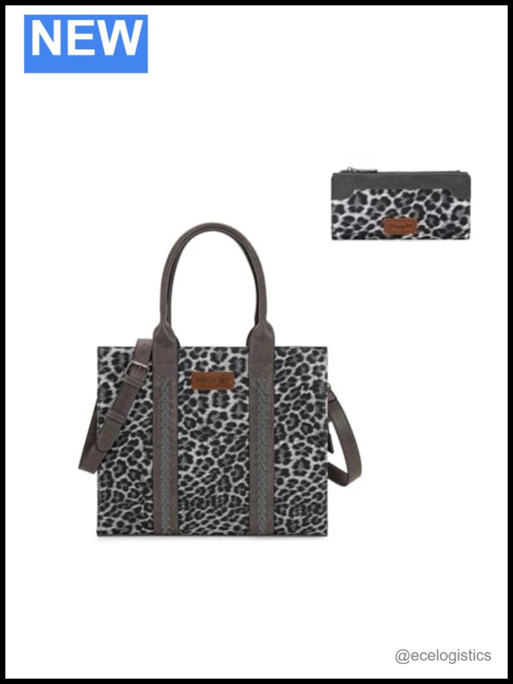 Large Wrangler Tote Bag with Cow Print Wallet